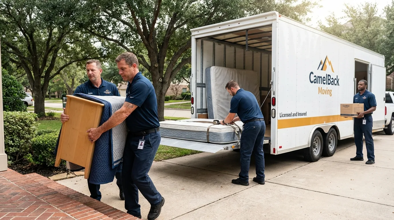 Crew loading residential truck for cross-state move from Boone, NC