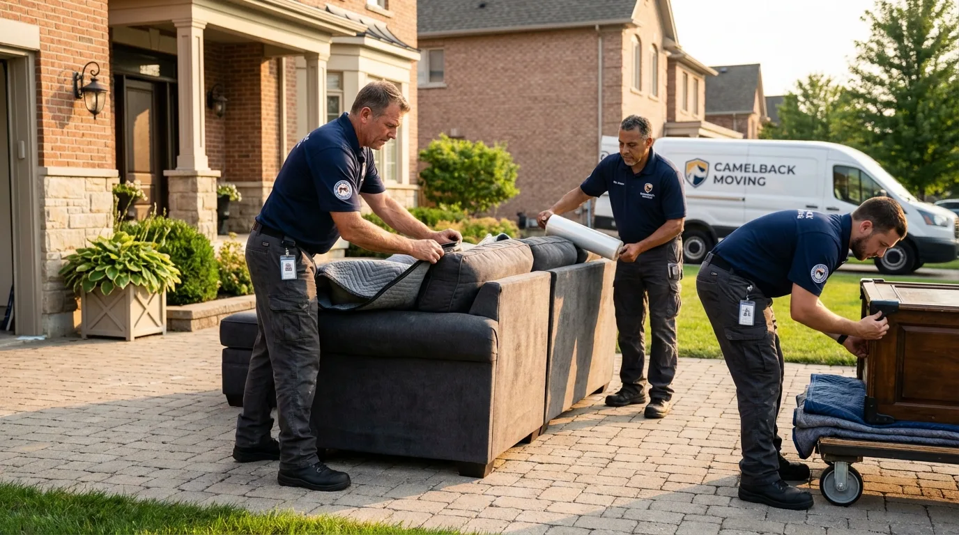 Large estate moving crew wrapping furniture in Boone, NC